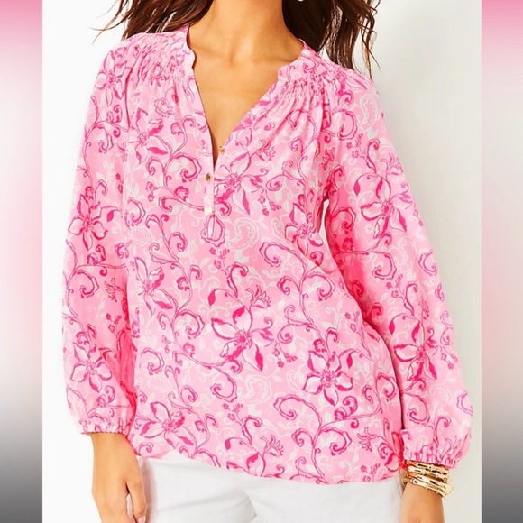 Lilly Pulitzer Tops - Lilly Pulitzer Conch Shell Pink Flaming Garden Elsa